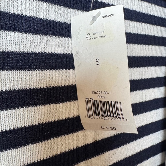 NWT Banana Republic Navy Blue White Striped Nautical Knit Open Front Cardigan S - Picture 12 of 13